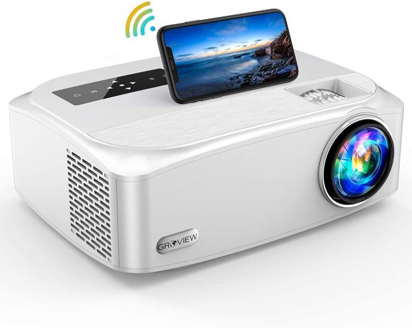 Native 1080P Projector, GROVIEW 7500L Full HD WiFi Projector, Supports 5G Synchronize Smartphone Screen & Max 300" Display