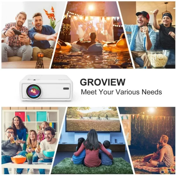 GROVIEW Mini Projector with Bluetooth, 1080P HD and 240" LCD Display Supported Portable Projector, Movie Projector with 100” Projector Screen, Compatible with Fire Stick, HDMI, VGA, USB - 图片 2