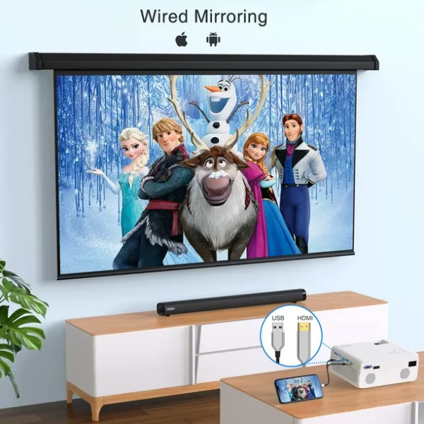 GROVIEW Mini Projector with Bluetooth, 1080P HD and 240" LCD Display Supported Portable Projector, Movie Projector with 100” Projector Screen, Compatible with Fire Stick, HDMI, VGA, USB - 图片 5