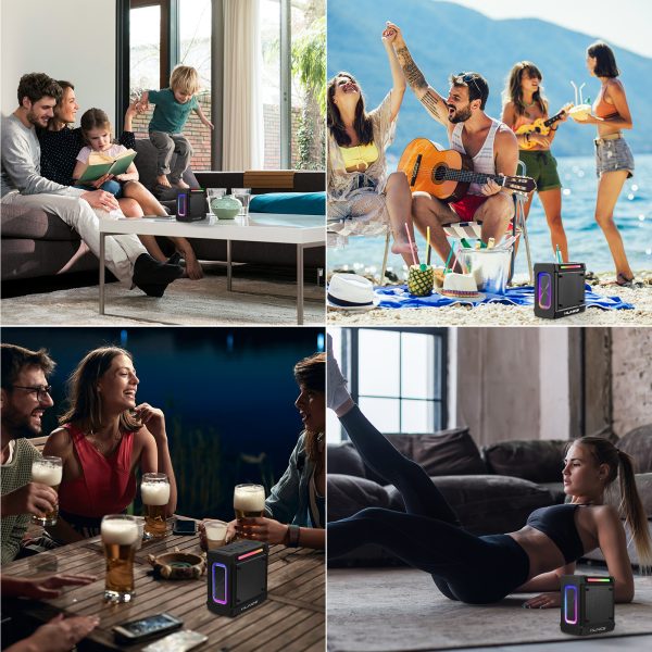 Portable Bluetooth Speaker, 24W IP66 Waterproof Wireless Bluetooth Speaker 3D Sound, 10 Colorful Modes, TF Card Support(Not Included) - 图片 9