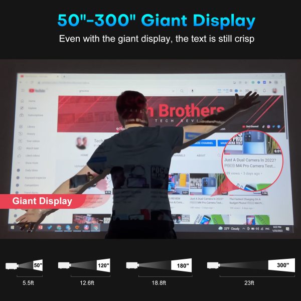 GROVIEW Projector, 15000lux 490ANSI Native 1080P WiFi Bluetooth Projector, 300'' Video Projector, Supports 4K & Zoom, 5G Sync, Compatible with HDMI USB/AV/Smartphone/Pad/Laptop/DVD/TV Stick/ PS5 - 图片 7