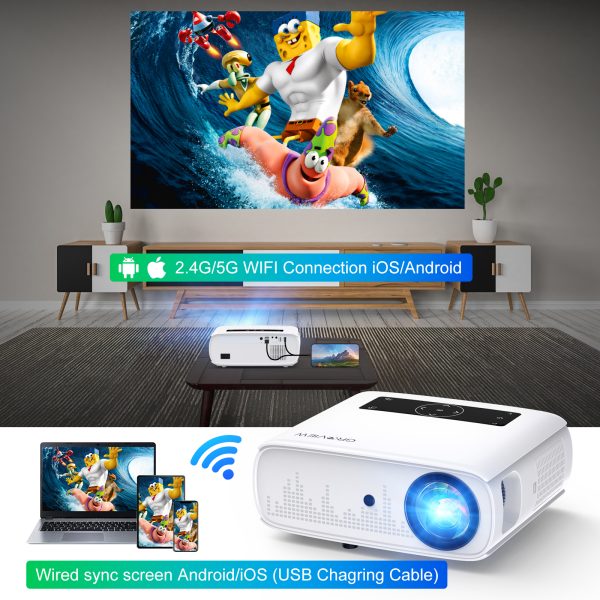 GROVIEW Projector, 15000lux 490ANSI Native 1080P WiFi Bluetooth Projector, 300'' Video Projector, Supports 4K & Zoom, 5G Sync, Compatible with HDMI USB/ AV/ Smartphone/ Pad - 图片 7