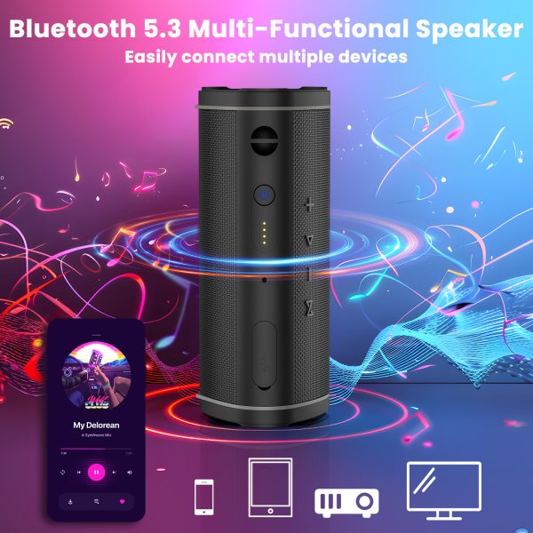 Portable Bluetooth Speakers, IPX6 Waterproof Wireless Speaker with Subwoofer, Bluetooth 5.3 TWS Dual Pairing for Gifts/Home/Party/Travel - 图片 2
