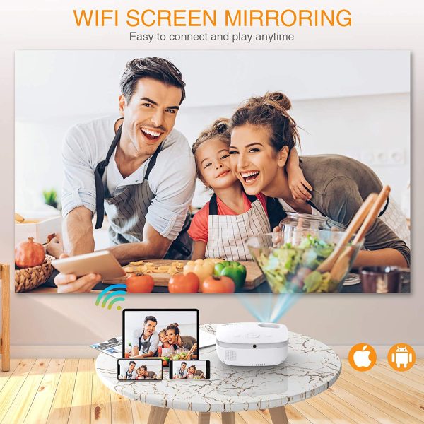 GROVIEW Mini WiFi Projector, 7500 Lumen Portable Movie Projector with 100" Screen, 1080P & 240" Display Supported, Home Theater Projector Compatible with TV Stick, Android, iPhone - 图片 2
