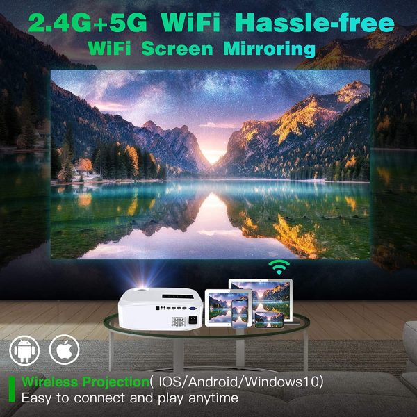WiFi Projector, GROVIEW Native 1080P HD Wireless Projector, Supports 5G WiFi - 图片 2