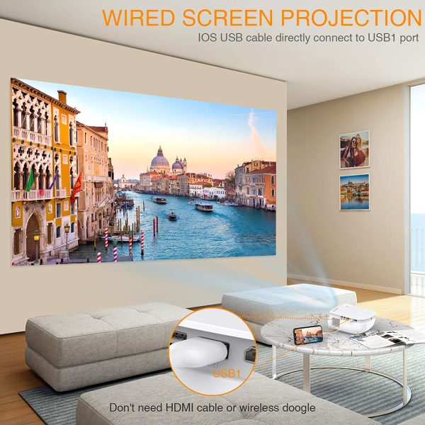 GROVIEW Mini WiFi Projector, 7500 Lumen Portable Movie Projector with 100" Screen, 1080P & 240" Display Supported, Home Theater Projector Compatible with TV Stick, Android, iPhone - 图片 3