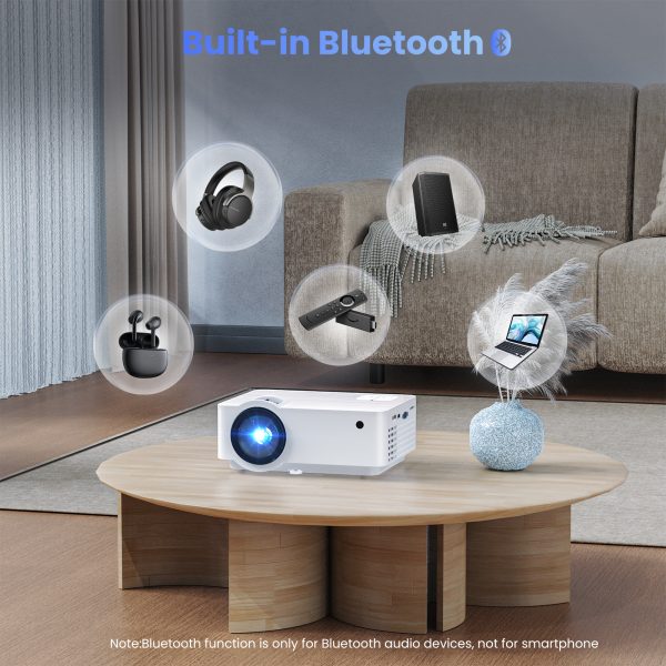 Groview Projector, 1080P Bluetooth Mini Projector with 100” Projector Screen, 9500 LUX Portable Outdoor Movie Projector for Phone, Compatible with VGA/HDMI/USB/SD/Laptop/Fire Stick/PS5 - 图片 4