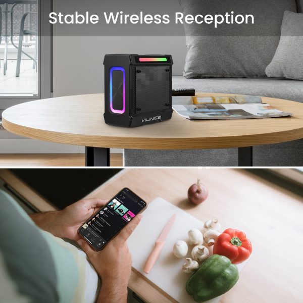 Portable Bluetooth Speaker, 24W IP66 Waterproof Wireless Bluetooth Speaker 3D Sound, 10 Colorful Modes, TF Card Support(Not Included) - 图片 7