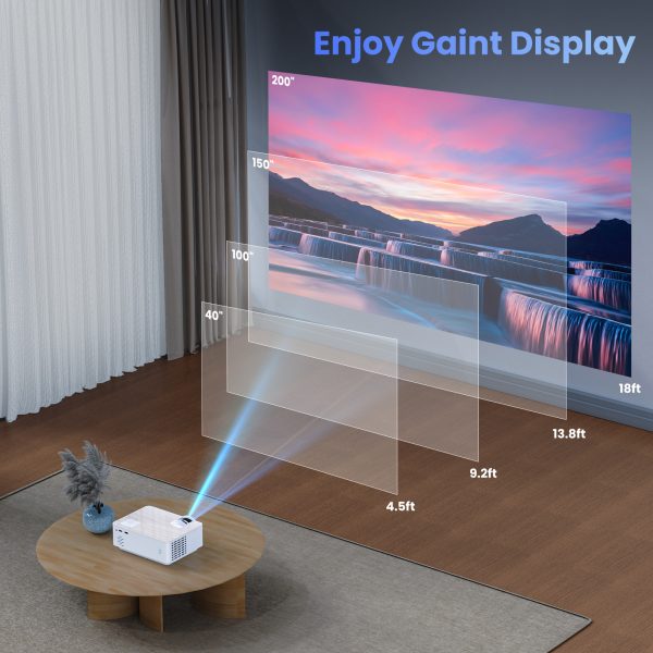Groview Projector, 1080P Bluetooth Mini Projector with 100” Projector Screen, 9500 LUX Portable Outdoor Movie Projector for Phone, Compatible with VGA/HDMI/USB/SD/Laptop/Fire Stick/PS5 - 图片 5