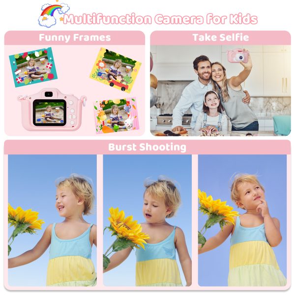 Kids Camera, Selfie Camera for Toddler with Cartoon Soft Silicone Cover, Birthday Gifts for Boys Girls Age 3-11- 32G SD Card Included, Pink - 图片 7