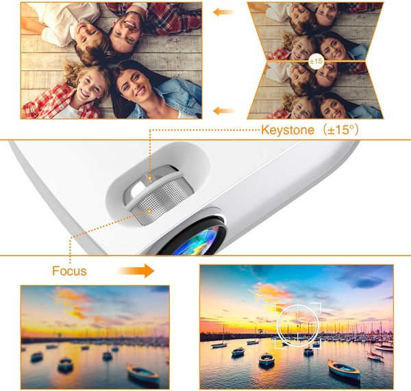 GROVIEW Mini WiFi Projector, 7500 Lumen Portable Movie Projector with 100" Screen, 1080P & 240" Display Supported, Home Theater Projector Compatible with TV Stick, Android, iPhone - 图片 5