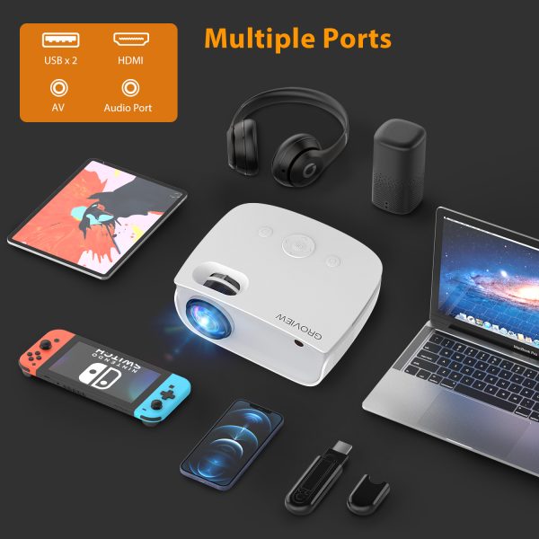 GROVIEW Mini WiFi Projector, 7500 Lumen Portable Movie Projector with 100" Screen, 1080P & 240" Display Supported, Home Theater Projector Compatible with TV Stick, Android, iPhone - 图片 6