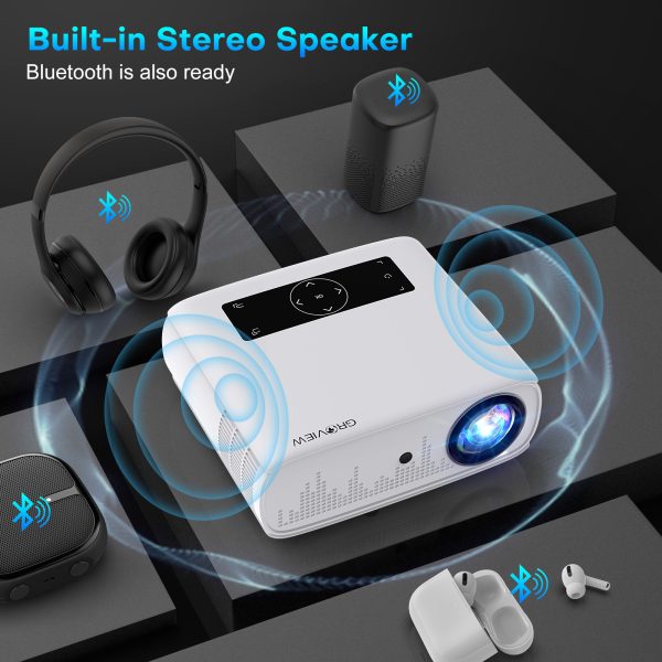 GROVIEW Projector, 15000lux 490ANSI Native 1080P WiFi Bluetooth Projector, 300'' Video Projector, Supports 4K & Zoom, 5G Sync, Compatible with HDMI USB/AV/Smartphone/Pad/Laptop/DVD/TV Stick/ PS5 - 图片 4