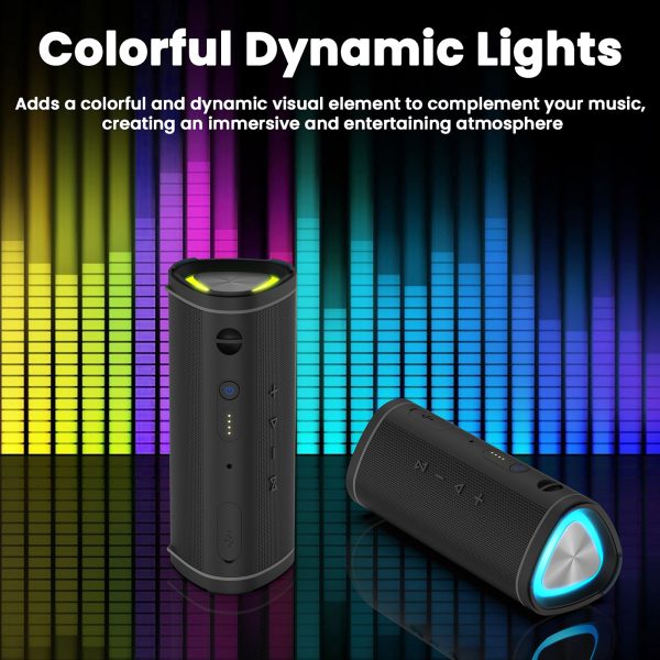 Portable Bluetooth Speakers, IPX6 Waterproof Wireless Speaker with Subwoofer, Bluetooth 5.3 TWS Dual Pairing for Gifts/Home/Party/Travel - 图片 6