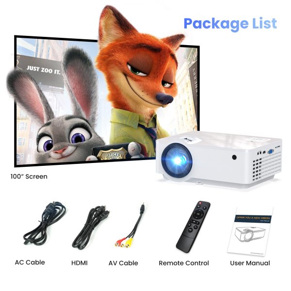 Groview Projector, 1080P Bluetooth Mini Projector with 100” Projector Screen, 9500 LUX Portable Outdoor Movie Projector for Phone, Compatible with VGA/HDMI/USB/SD/Laptop/Fire Stick/PS5 - 图片 7