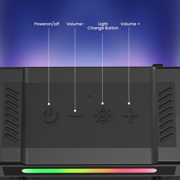 Portable Bluetooth Speaker, 24W IP66 Waterproof Wireless Bluetooth Speaker 3D Sound, 10 Colorful Modes, TF Card Support(Not Included) - 图片 4