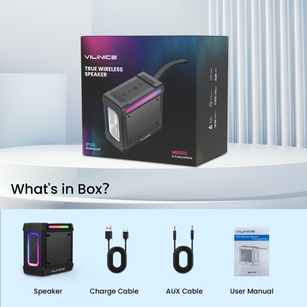 Portable Bluetooth Speaker, 24W IP66 Waterproof Wireless Bluetooth Speaker 3D Sound, 10 Colorful Modes, TF Card Support(Not Included) - 图片 2