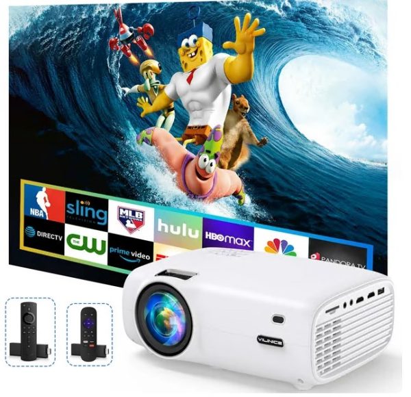 Groview Mini Projector, 6500L Movie Projector, 1080P and 240" LCD Display Supported, Home Theater Projector Compatible with TV Stick, PS4, HDMI, USB, VGA