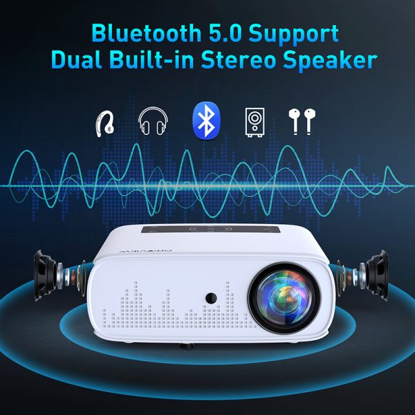 [UPGRADE] Projector with WiFi and Bluetooth, GROVIEW 15000lux 490ANSI lm Native 1080P Projector, 300'' Movie Projector, Supports 4K & Zoom, 5G Sync phone Screen, Compatible w/ Laptop/ PC/ DVD/ TV/ PS5 - 图片 5