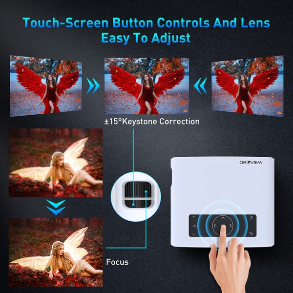 [UPGRADE] Projector with WiFi and Bluetooth, GROVIEW 15000lux 490ANSI lm Native 1080P Projector, 300'' Movie Projector, Supports 4K & Zoom, 5G Sync phone Screen, Compatible w/ Laptop/ PC/ DVD/ TV/ PS5 - 图片 6