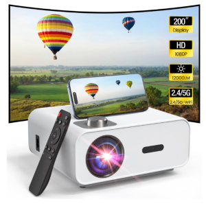 GROVIEW 5G WiFi Bluetooth Native 1080P Projector, 12000LM Home Theater Projector Support 4K Videos with Built in Apps for Phone/PC, HDMI/ USB/ AV Connection (100" Screen Included)
