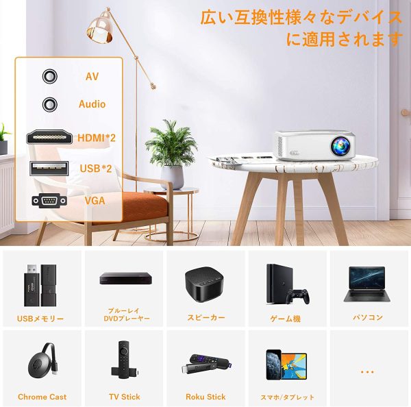 プロジェクター GROVIEW 8000lm 5GWiFi スマホ直接接続 リアル1080PフルHD 4K対応 内蔵スピーカー ズーム機能 ビジネス適用 ホームシアター HDMI/USB/SD/AV/VGA - 图片 5