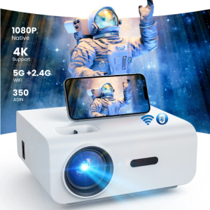 Groview 5G/2.4G WiFi Bluetooth Projector, 12000 Lux Native 1080P Projector with 100" Projector Screen, 4K Supported Outdoor Movie Projector, Home Theater Projector Compatible with iOS/Android