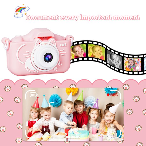 Kids Camera, Selfie Camera for Toddler with Cartoon Soft Silicone Cover, Birthday Gifts for Boys Girls Age 3-11- 32G SD Card Included, Pink - 图片 6