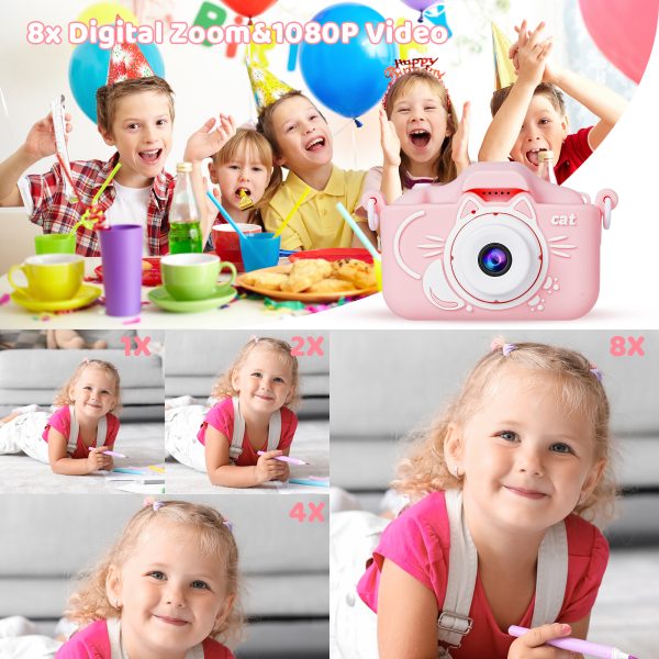 Kids Camera, Selfie Camera for Toddler with Cartoon Soft Silicone Cover, Birthday Gifts for Boys Girls Age 3-11- 32G SD Card Included, Pink - 图片 4